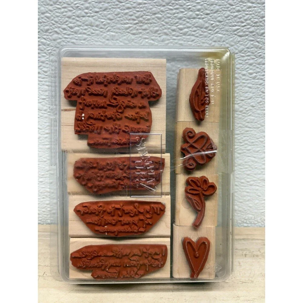 2005 Stampin Up Sage Advice Set Of 8 Wood Monted Rubber Stamps